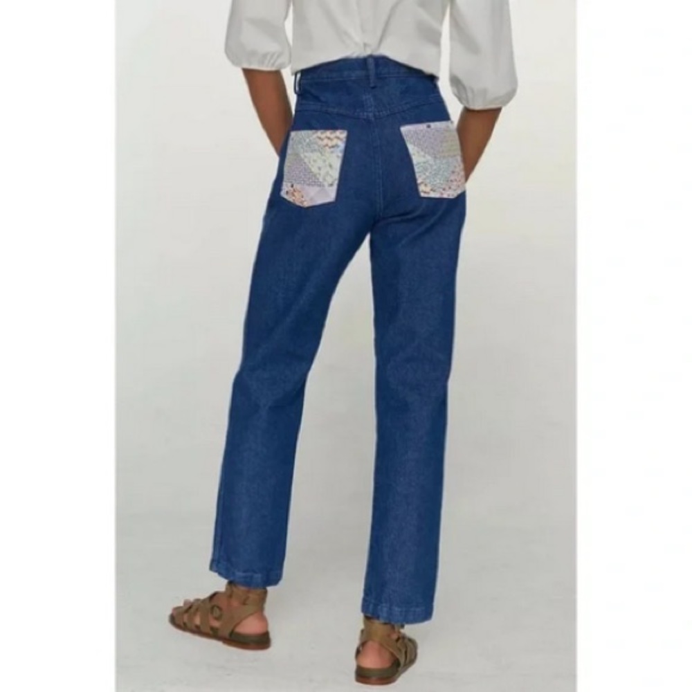 👖 NWT Anthropologie Carleen Floral patchwork straight leg jeans size 27